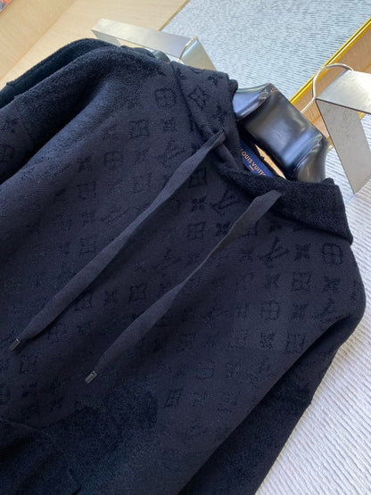 Sweat à capuche à motif jacquard lv