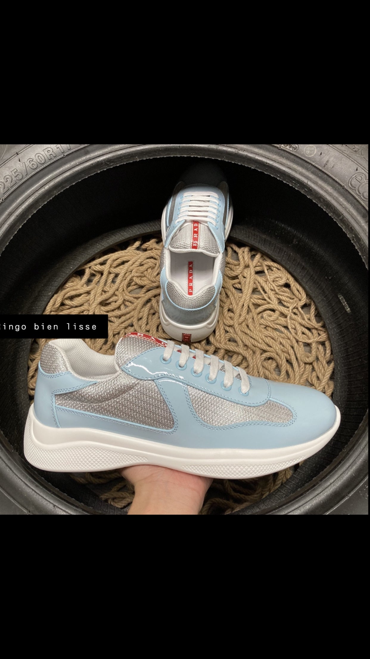 Sneakers Prd America s Cup smooth bike fabric Sky blue Maison Ringo