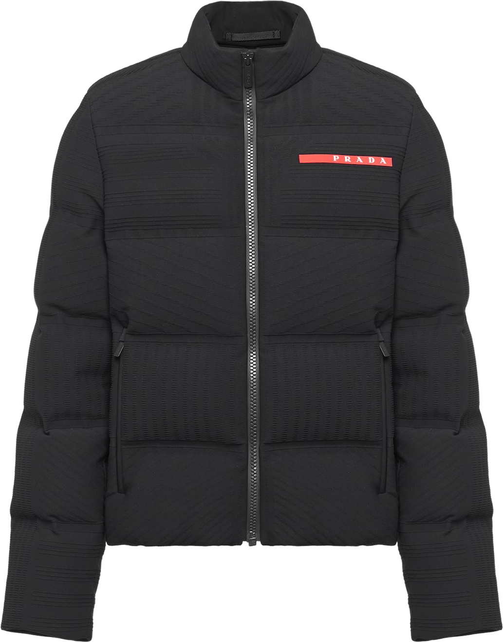 Black Cropped Technical Knit puffer jacket