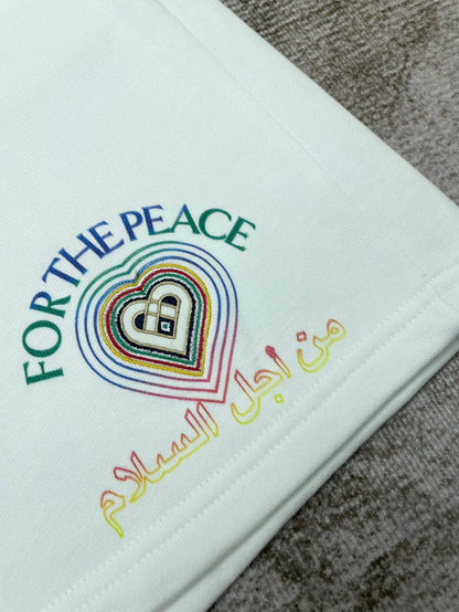 Short en molleton de coton for the peace White