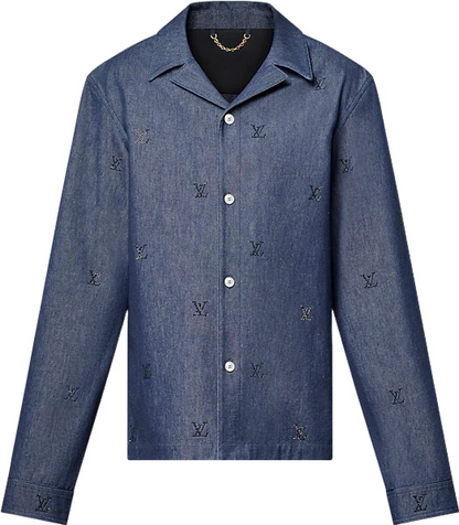 Chemise de pyjama LV Blason ornementée en denim