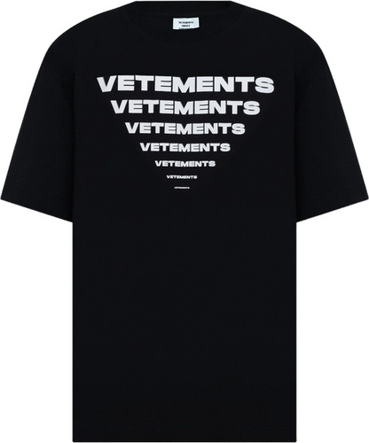 Black T-shirt with Vetements logo print