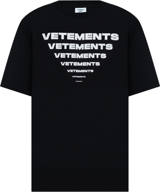 Black T-shirt with Vetements logo print