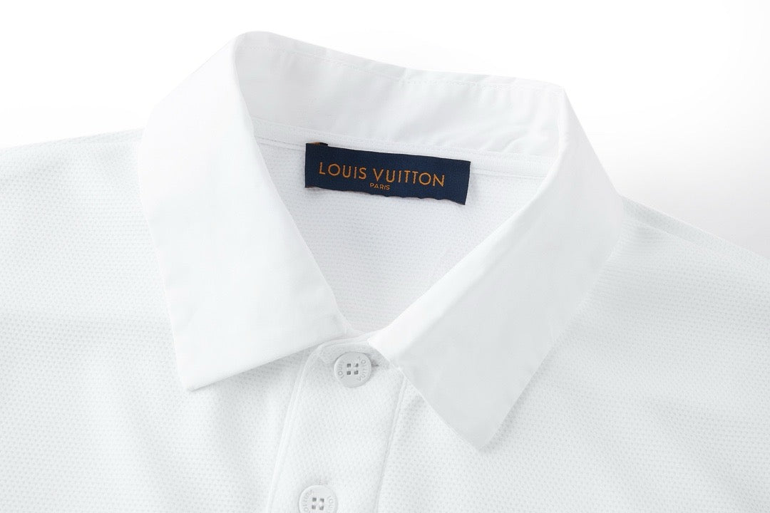 Polo shirt with embroidered LV patch