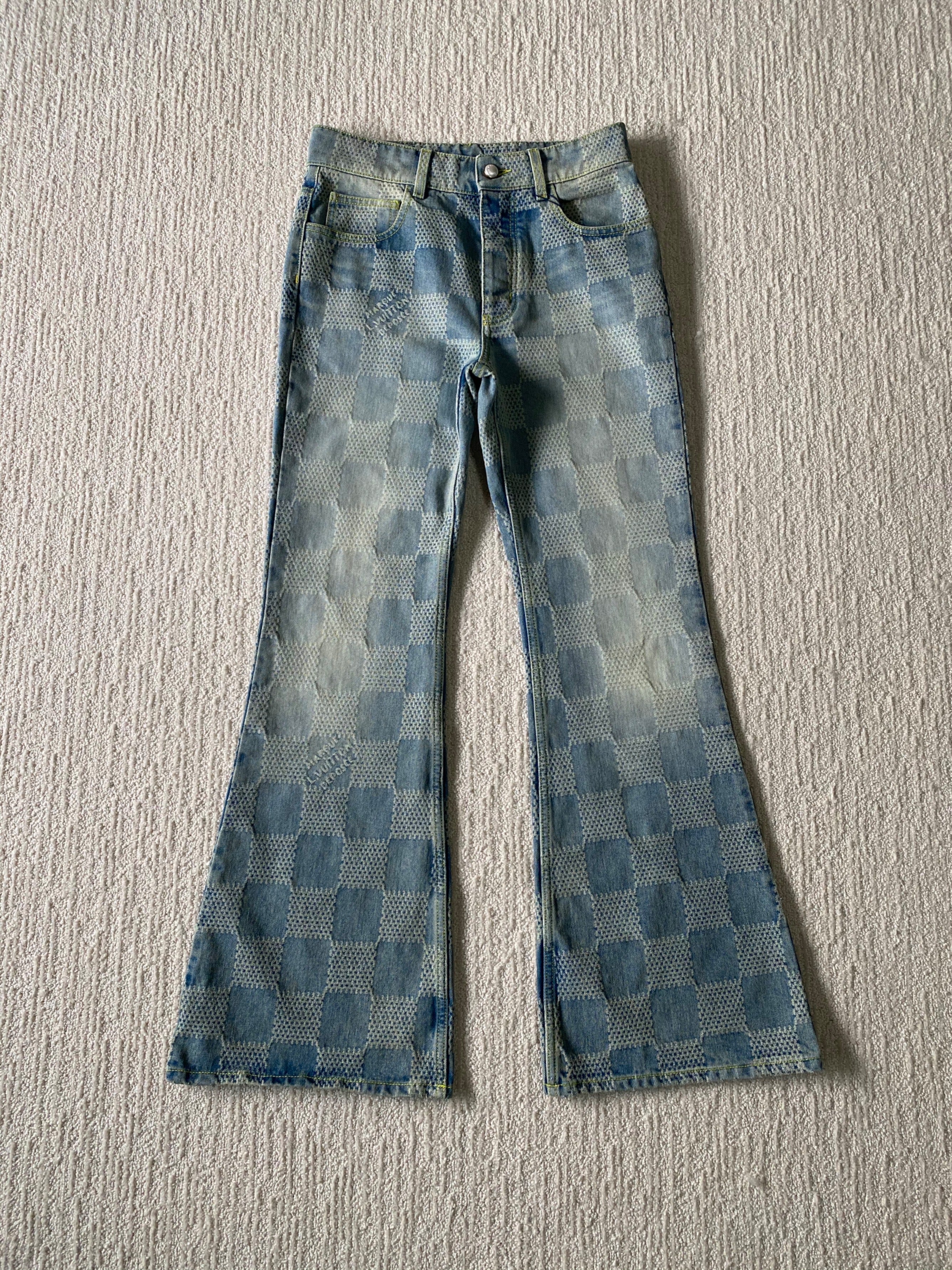 Pantalon denim évasé Damier