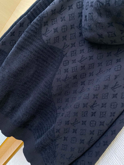 Sweat à capuche à motif jacquard lv