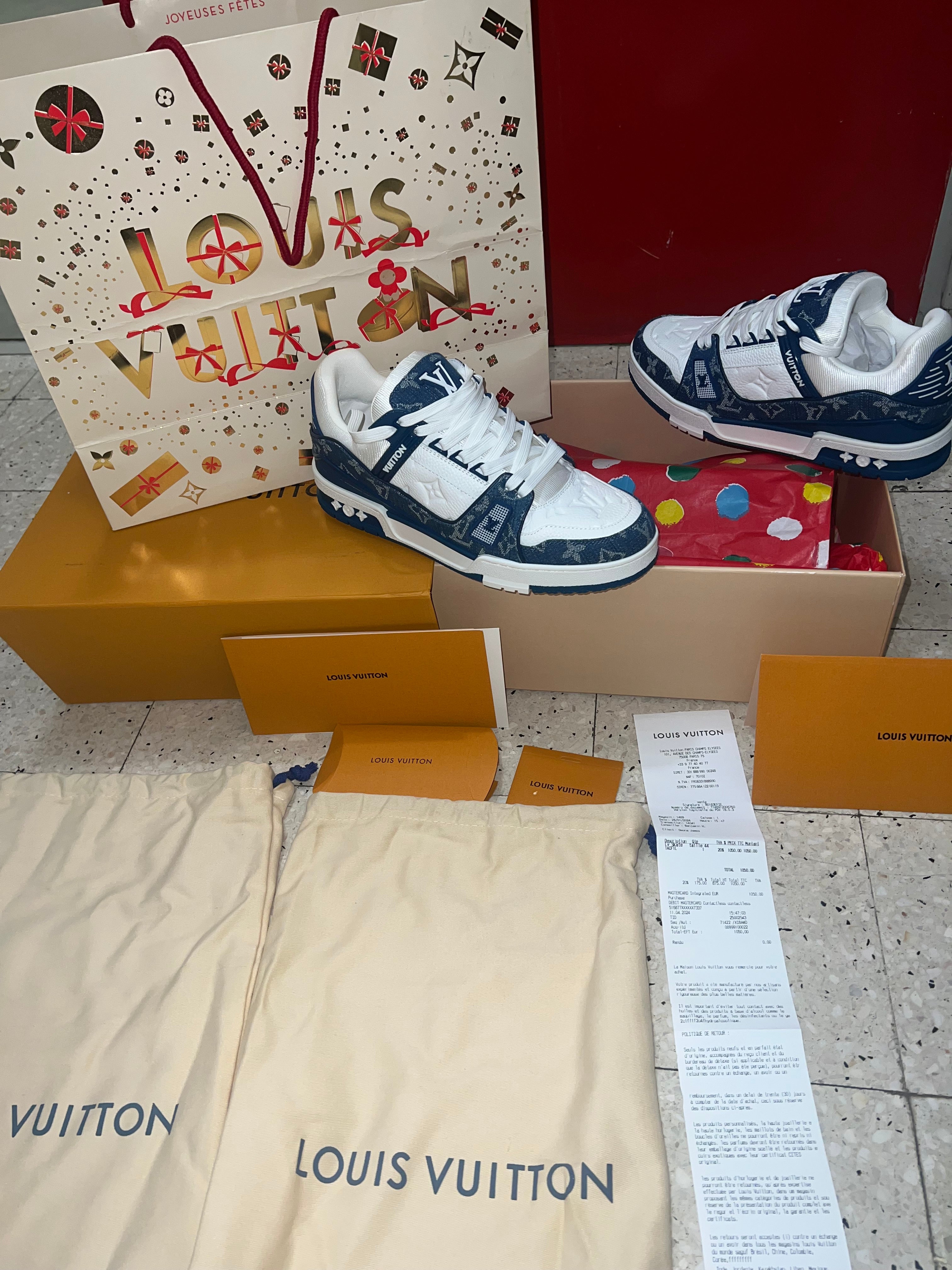 Lv trainers blue jean qualité 10/10 facture