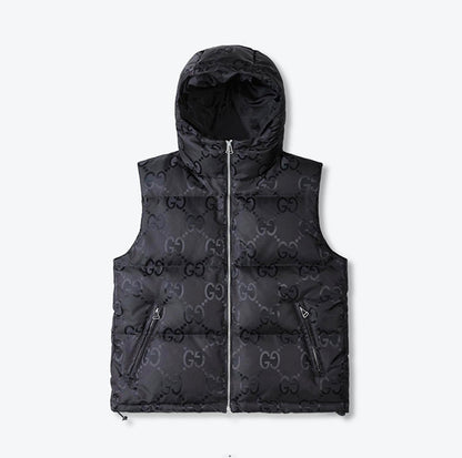 Black sleeveless GG jumbo jacket