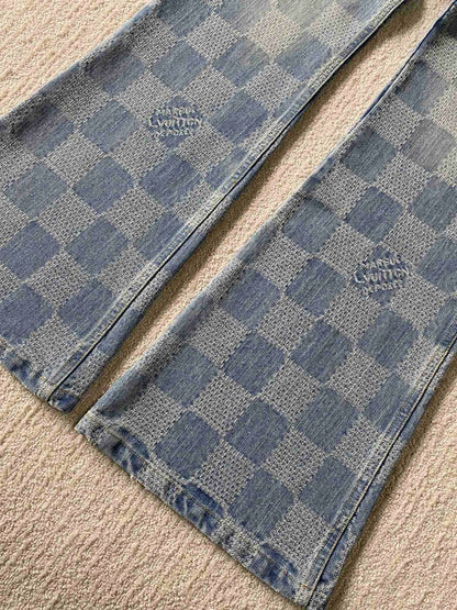 Pantalon denim évasé Damier