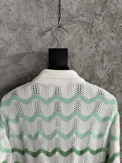 Casa Gradient wave crochet cotton shirt