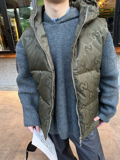 Ärmellose GG-Jumbo-Jacke in Khaki