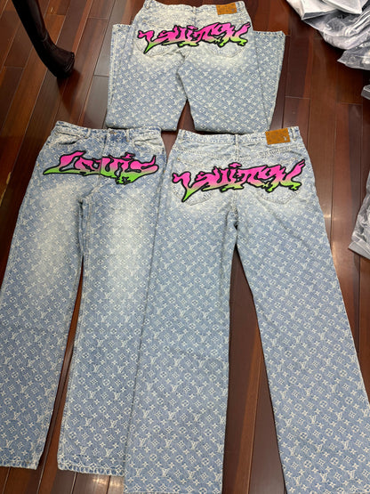 Jean Lv  baggy denim facture