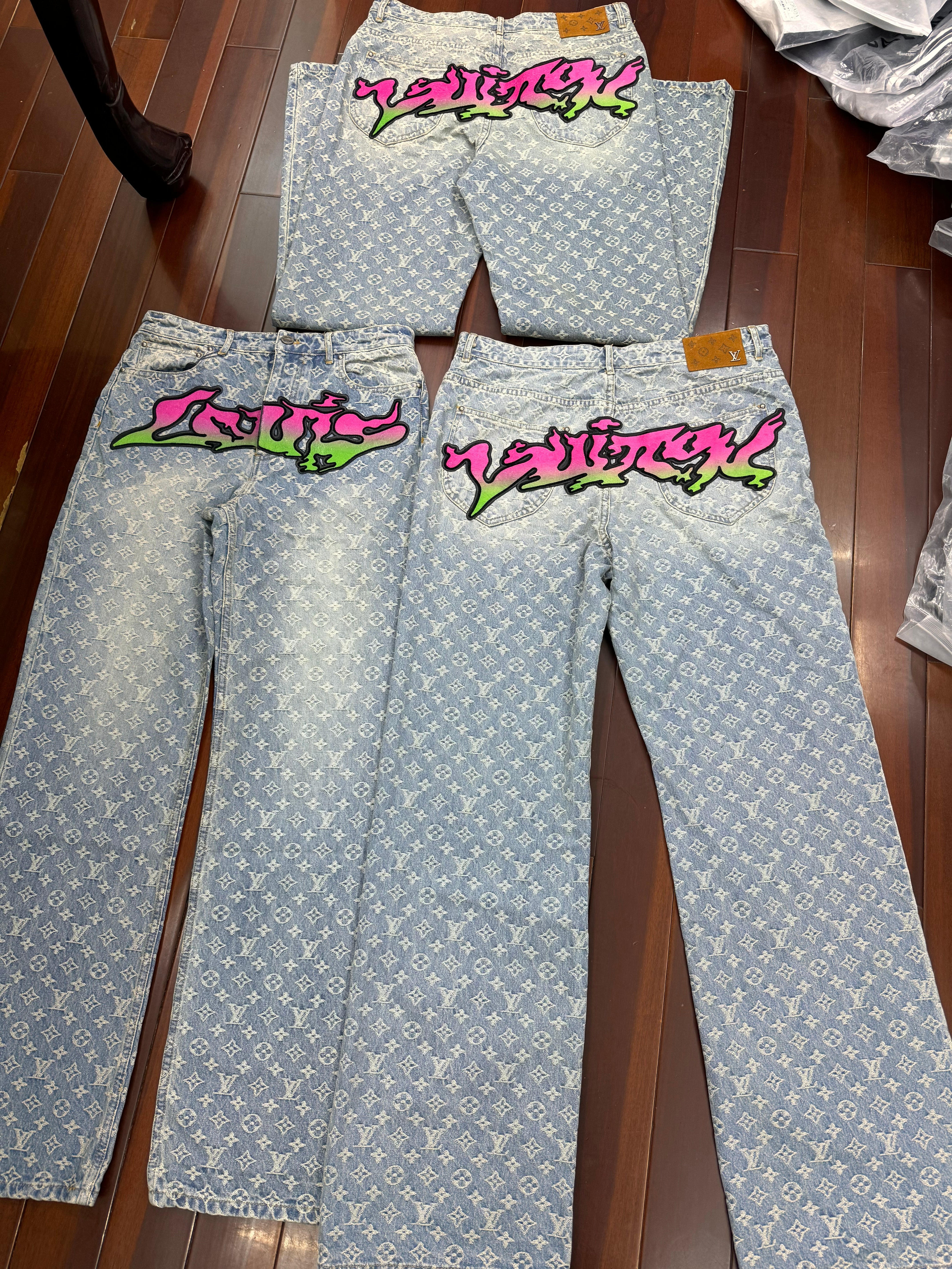 Jean Lv  baggy denim facture