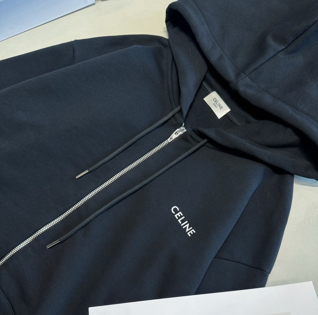 LOOSE CLN ZIP-UP HOODIE COTTON FLEECE