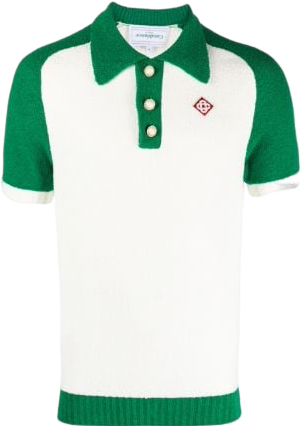 Casab Tweed-Poloshirt mit Logo-Patch