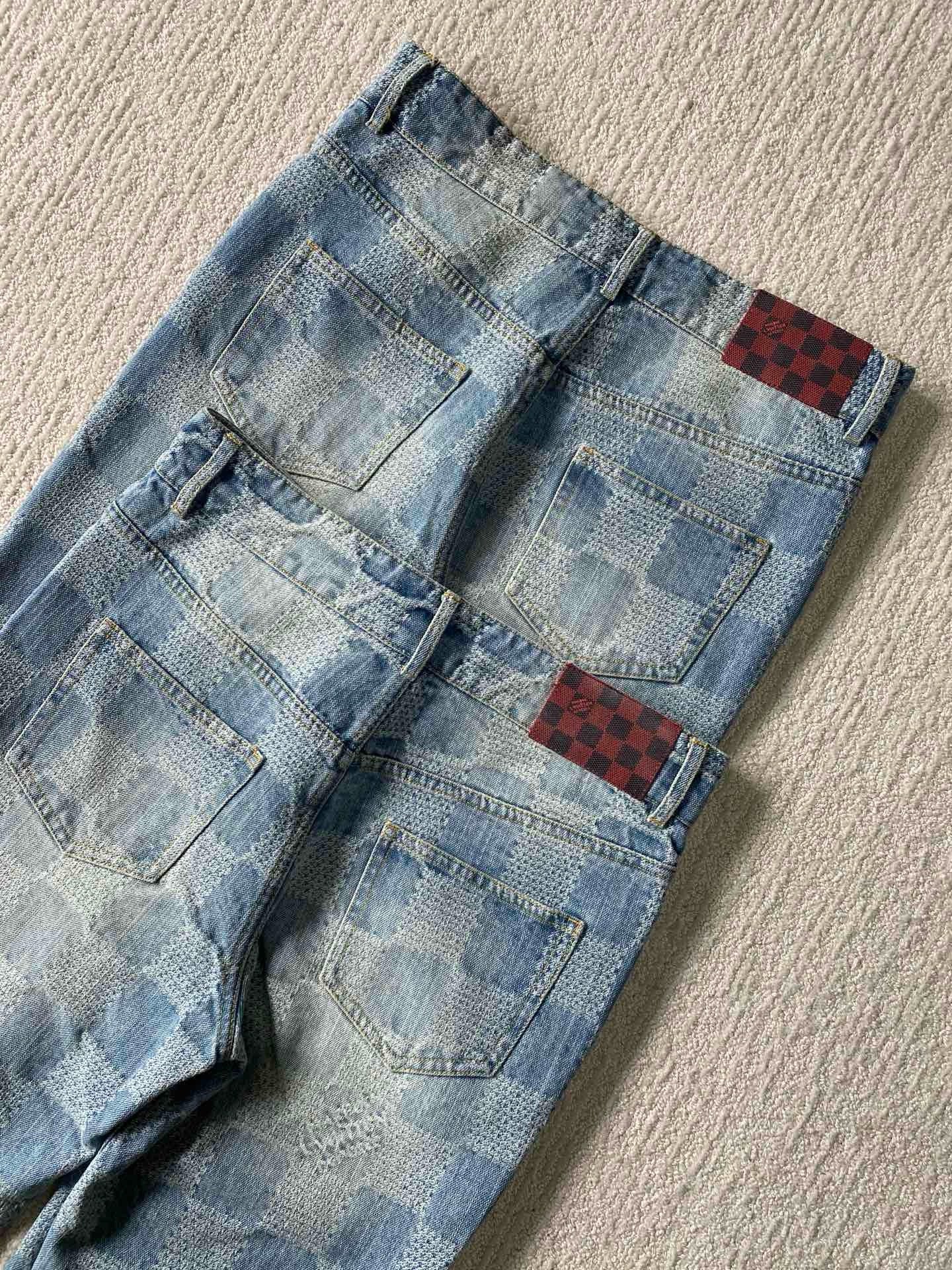 Pantalon denim évasé Damier