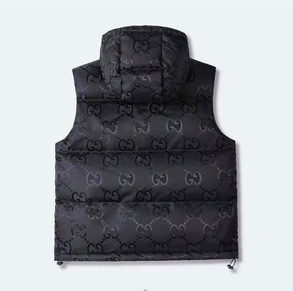 Black sleeveless GG jumbo jacket