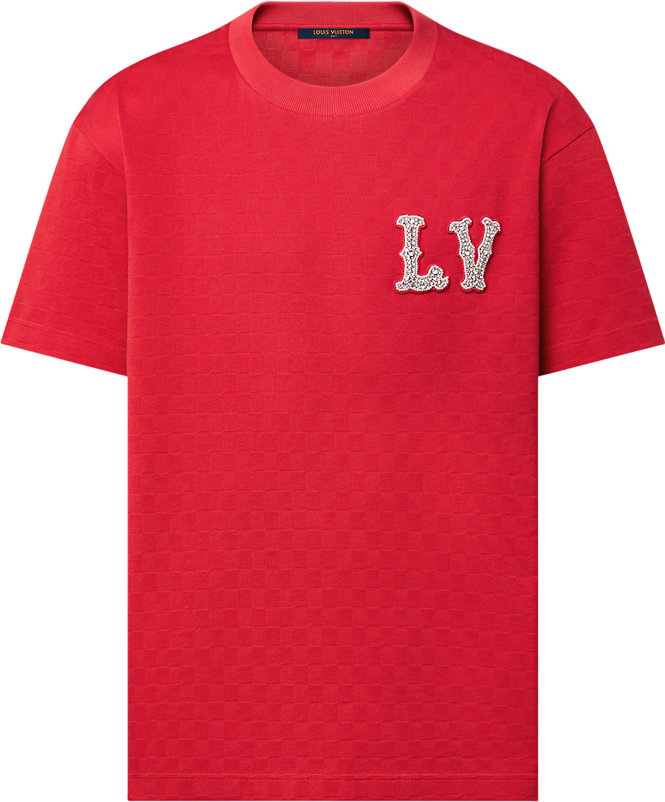 T-Shirt mit gesticktem LV-Patch aus Piqué-Baumwolle