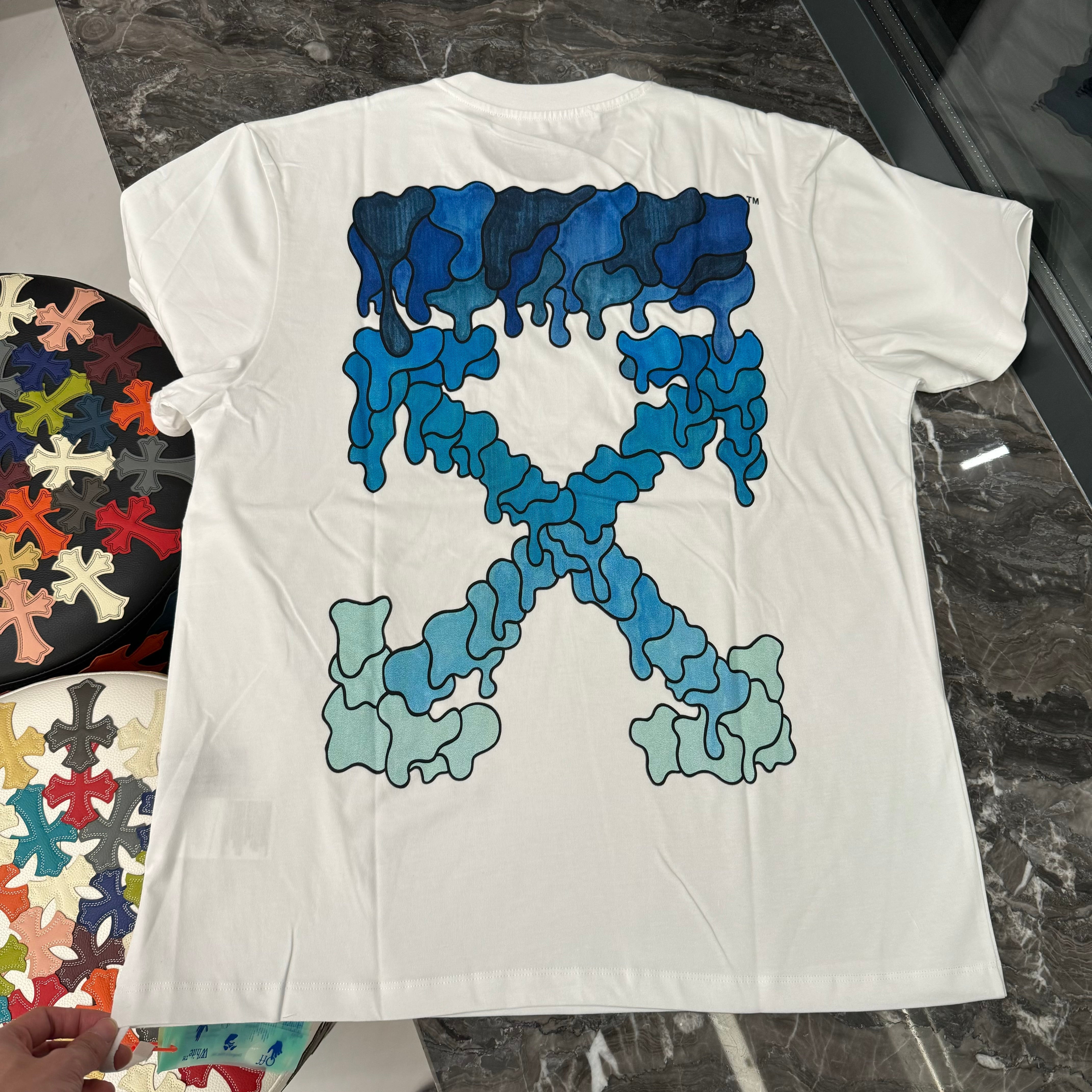 T shirt OFF-WHITE baby Blue Marker oversized