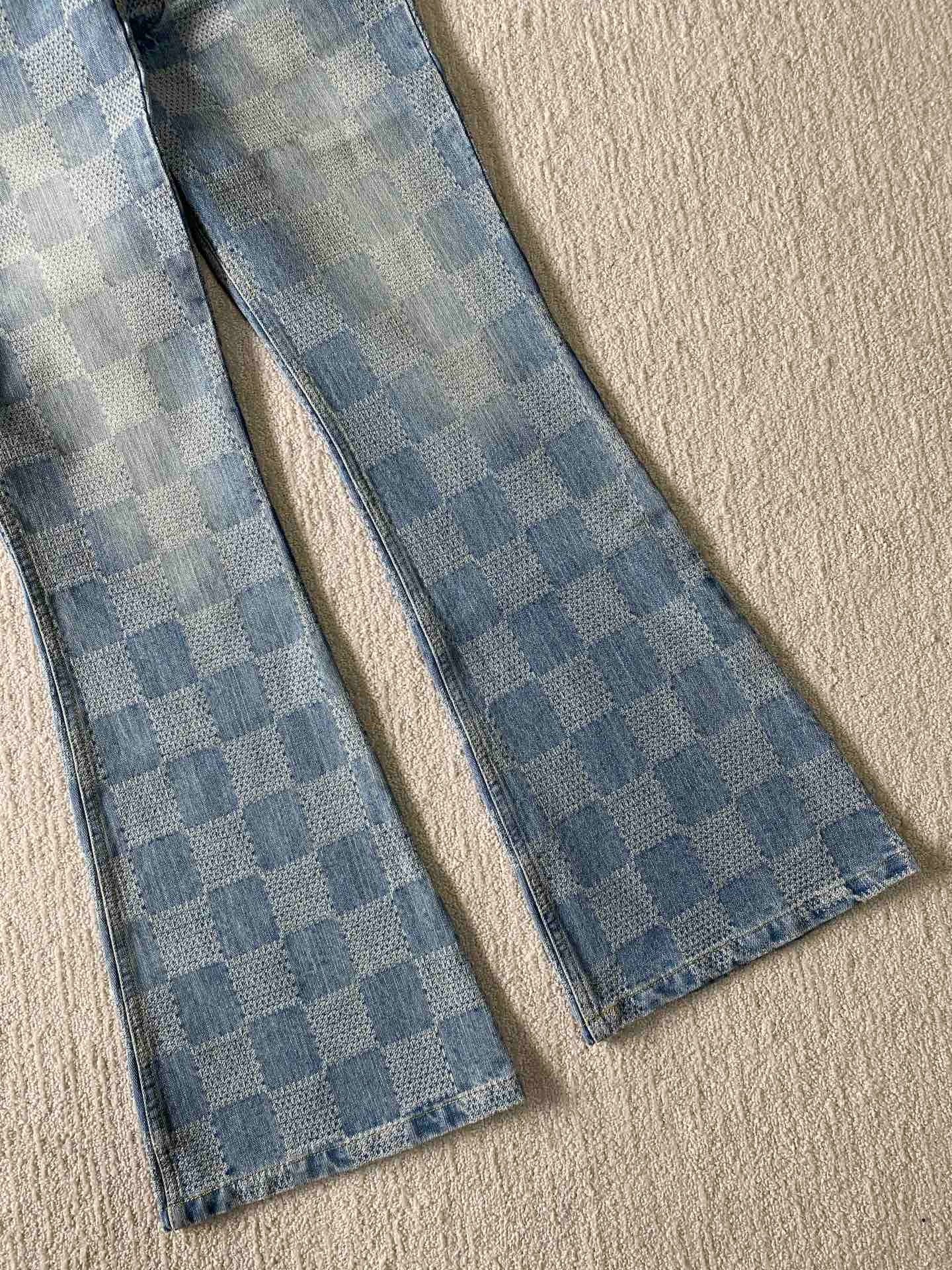 Pantalon denim évasé Damier