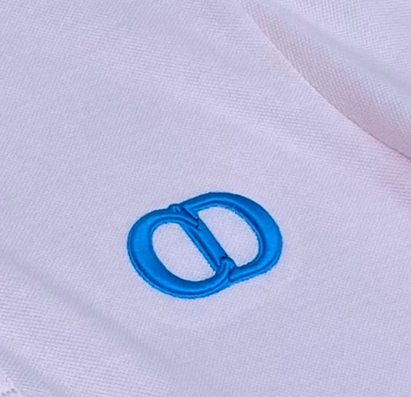 Rosa Baumwoll-Poloshirt mit CD-Symbol