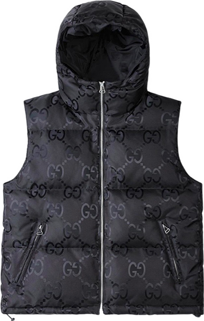 Black sleeveless GG jumbo jacket