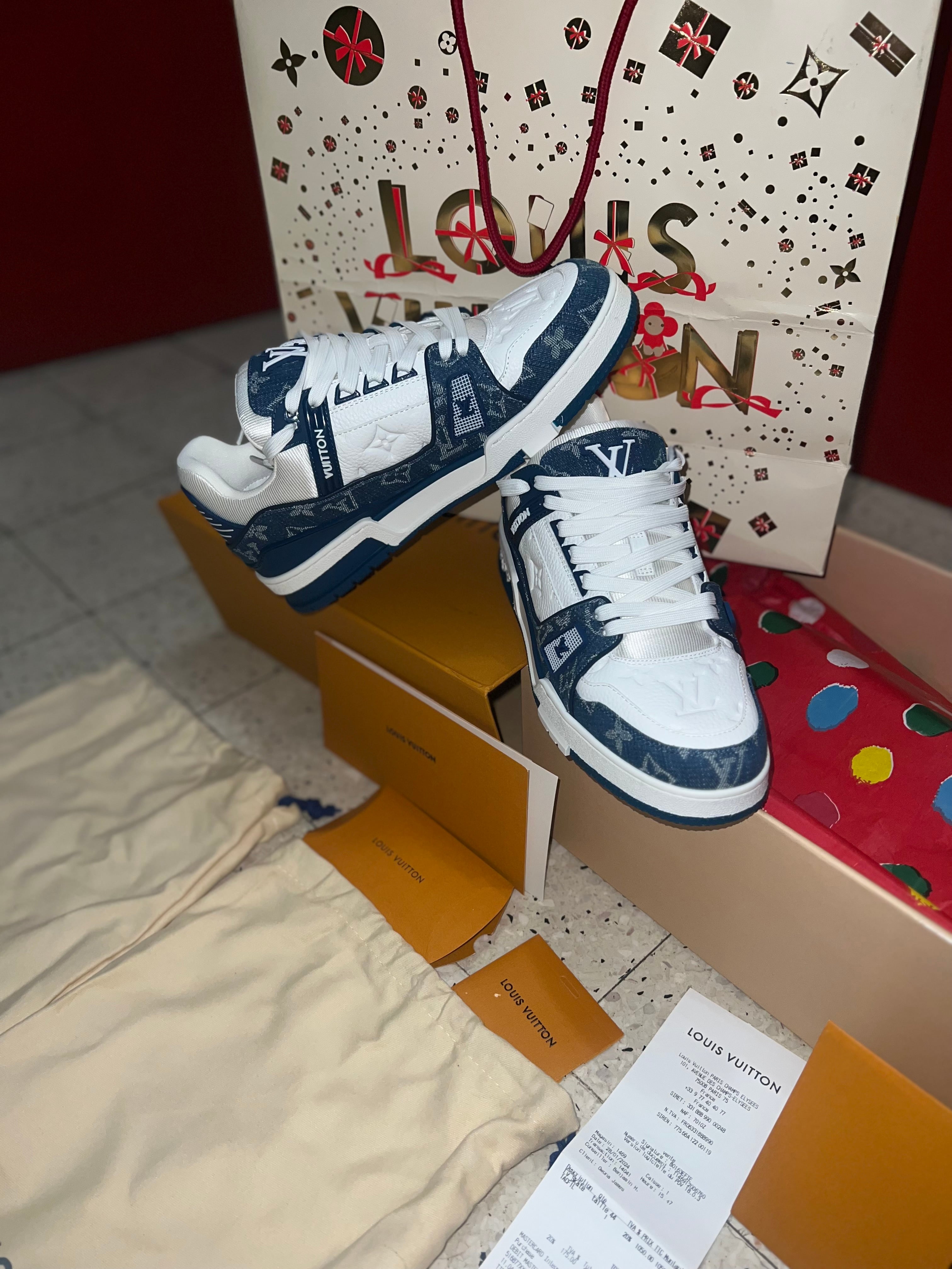 Lv trainers blue jean qualité 10/10 facture