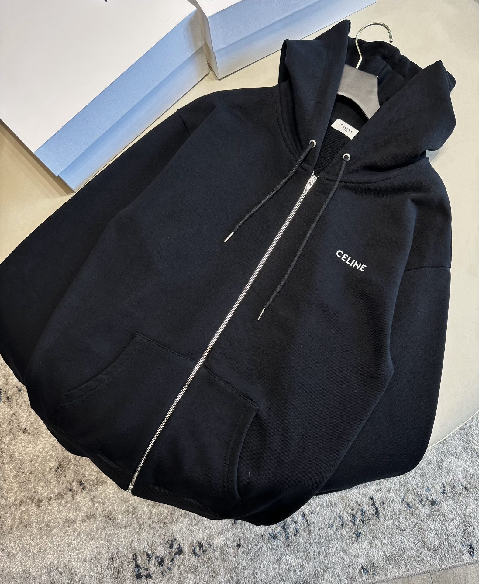 LOOSE CLN ZIP-UP HOODIE COTTON FLEECE