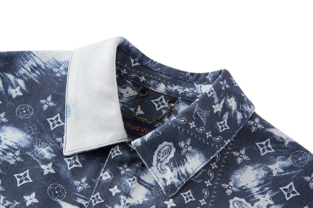 Monogram Bandana Sleeved Denim Shirt Lv