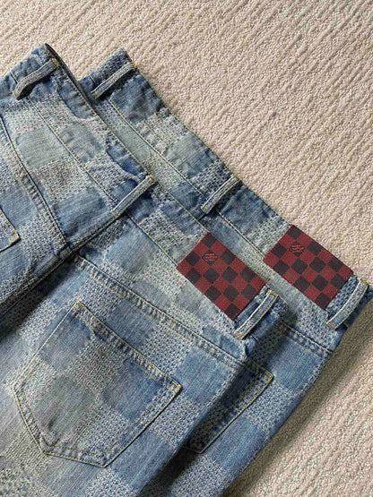 Pantalon denim évasé Damier