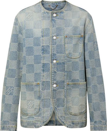 Veste chic en denim damier