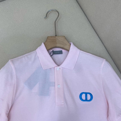 Rosa Baumwoll-Poloshirt mit CD-Symbol