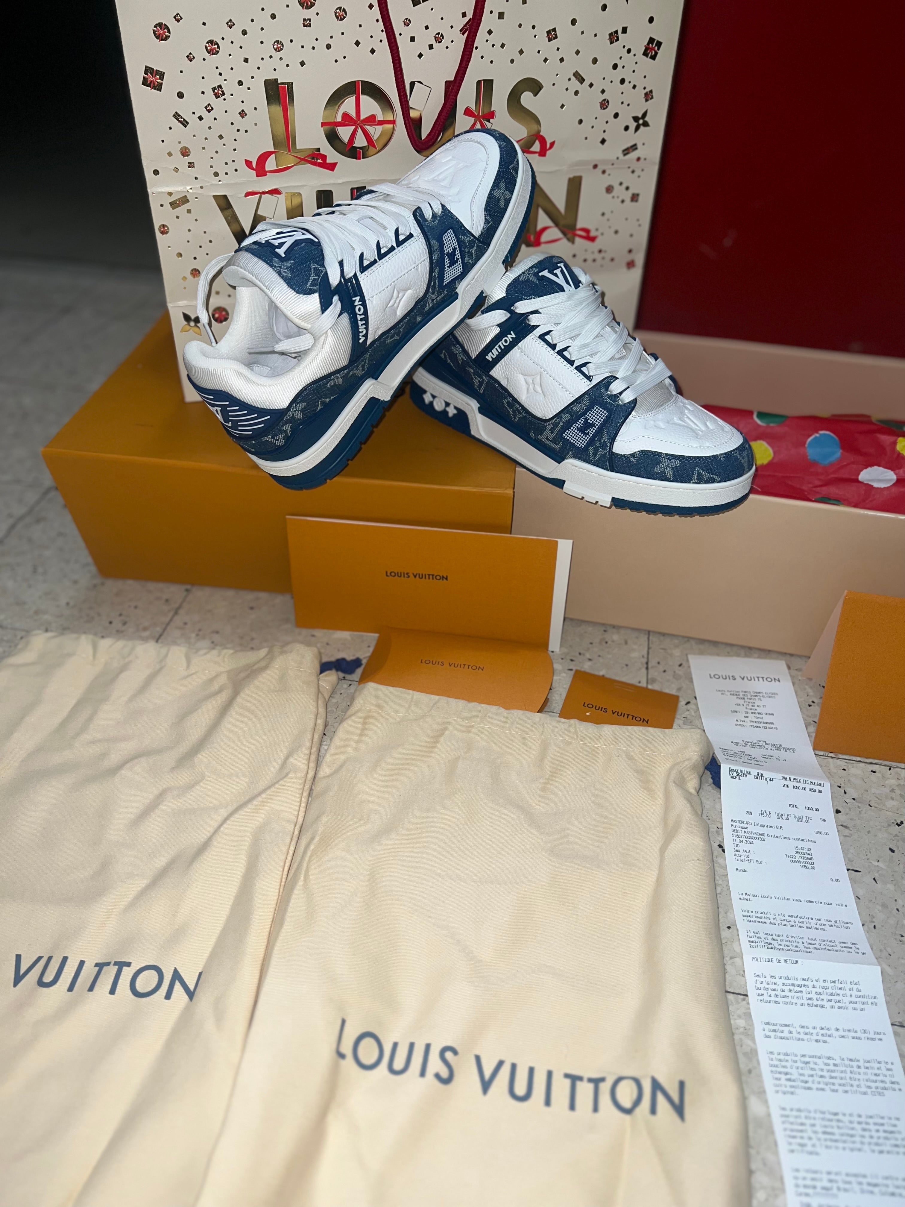 Lv trainers blue jean qualité 10/10 facture