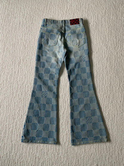 Pantalon denim évasé Damier