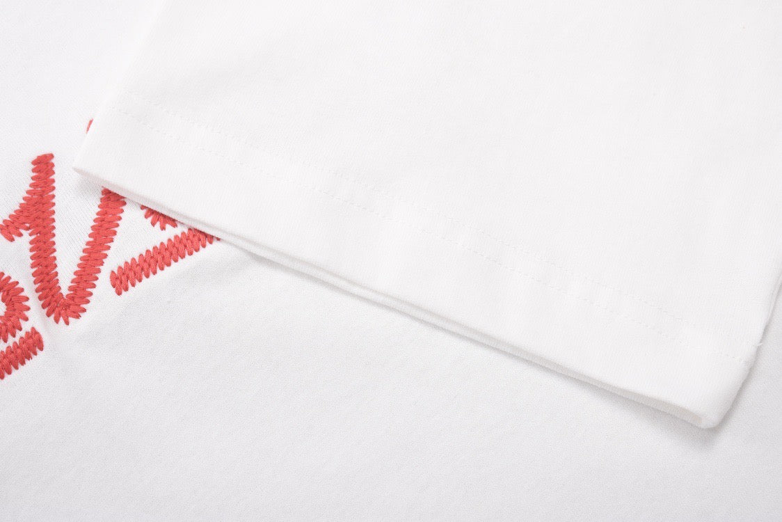 T-shirt LV x NGO broderie col cheminée blanc