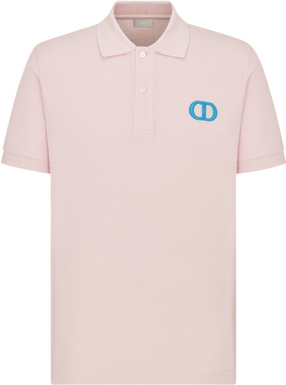 Rosa Baumwoll-Poloshirt mit CD-Symbol