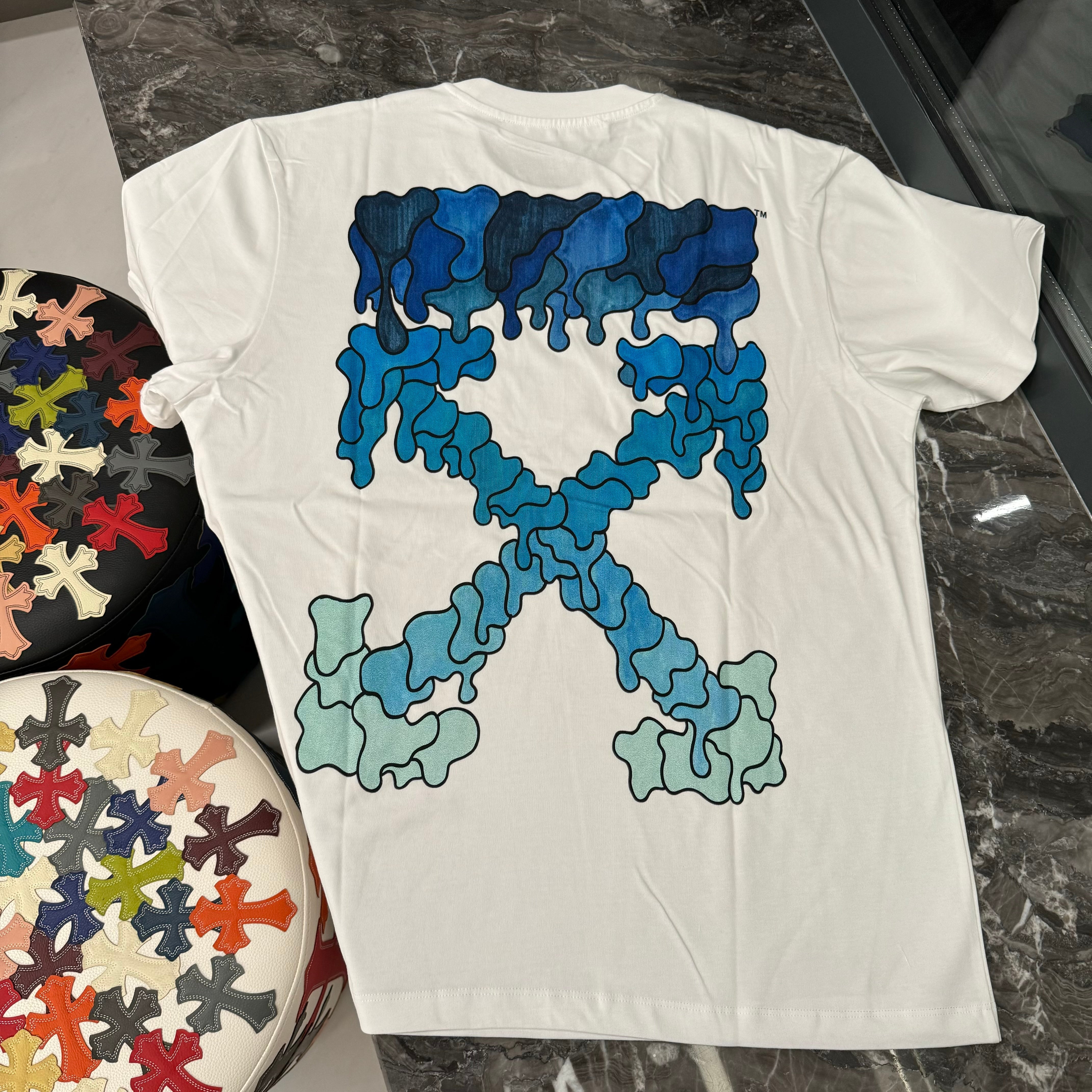 T shirt OFF-WHITE baby Blue Marker oversized