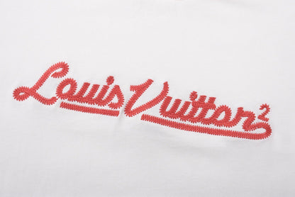 T-shirt LV x NGO broderie col cheminée blanc