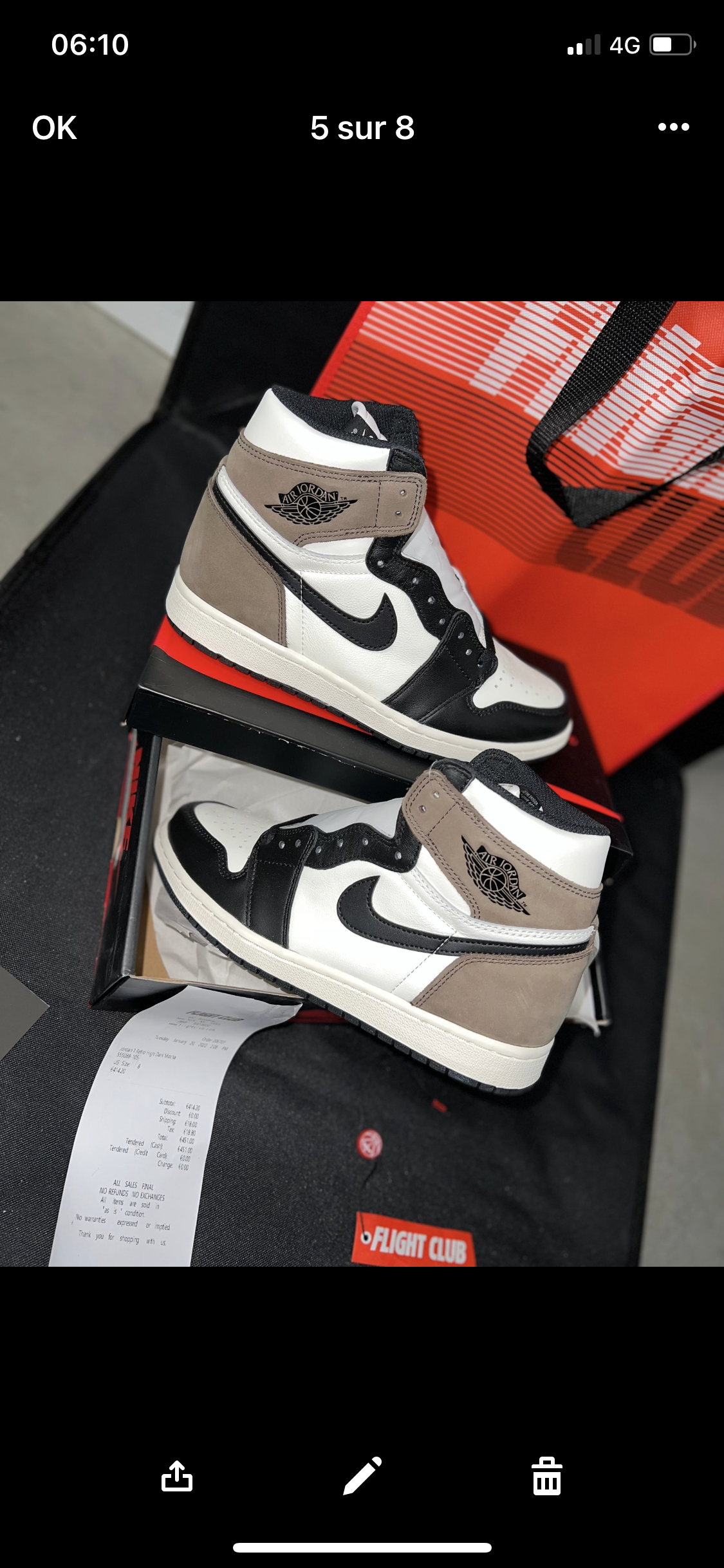 Authentifizierung des Jordan 1 Mocha Flight Club ✔️ Rechnung