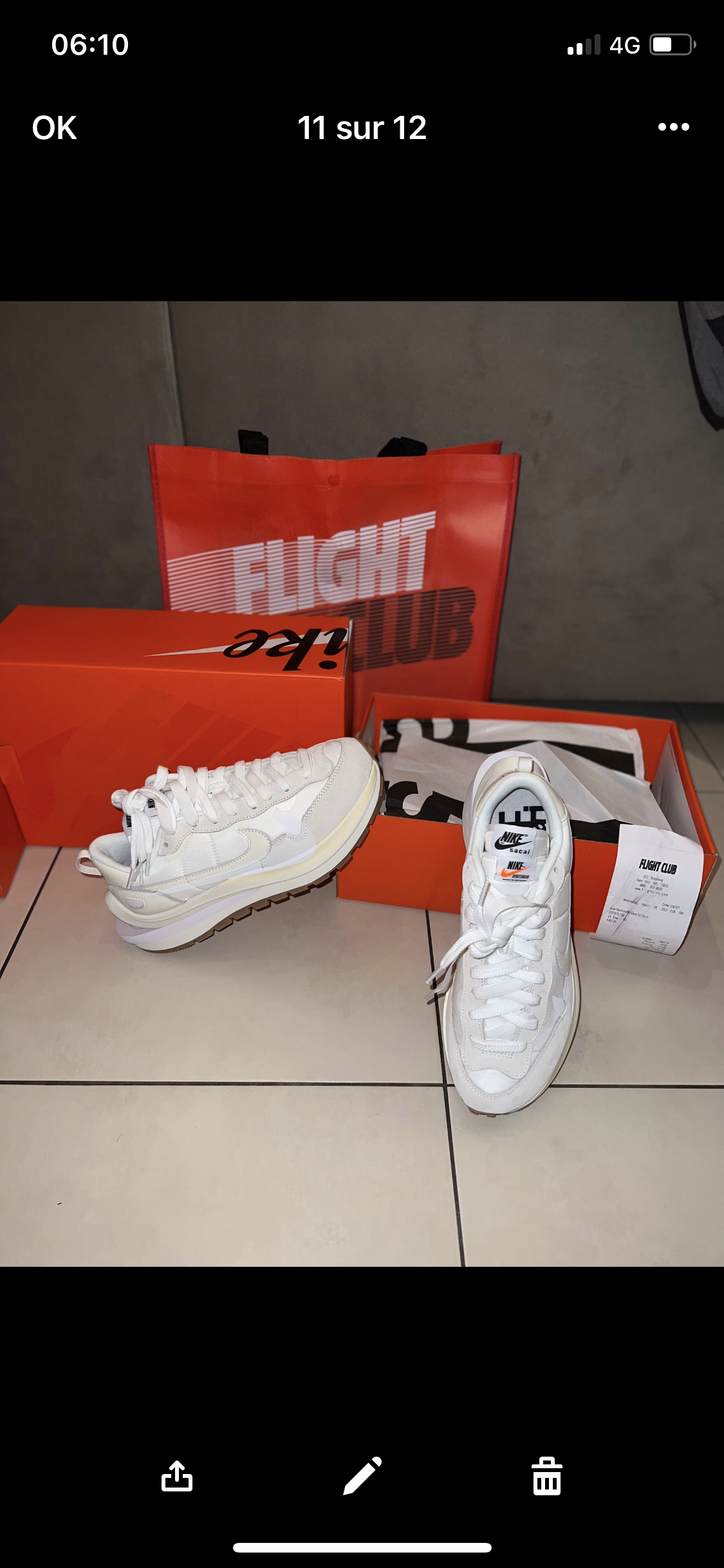 Sacai White Vapporwaffle Flight Club Authentifizierung ✔️Rechnung