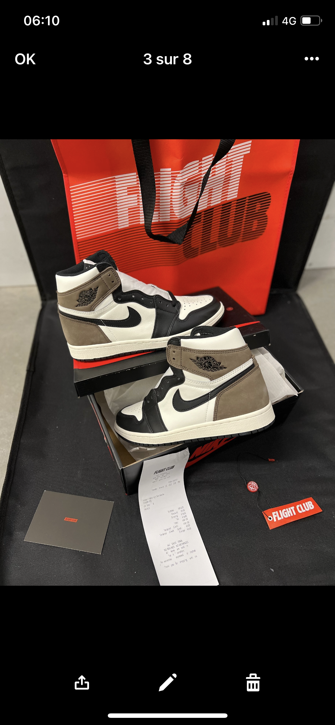 Authentifizierung des Jordan 1 Mocha Flight Club ✔️ Rechnung