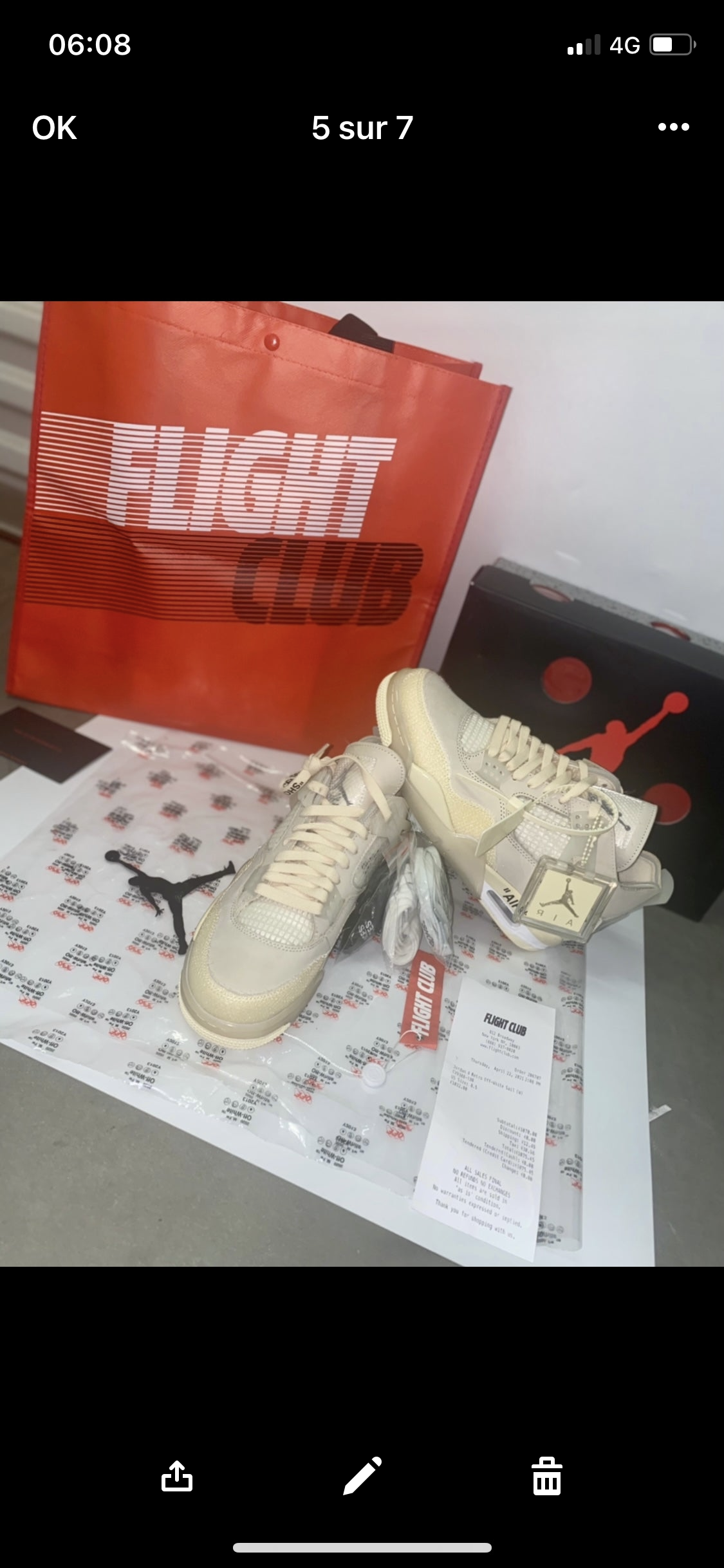 AJ 4 Off white Flight club Authentification 1:1 ✔️ Facture