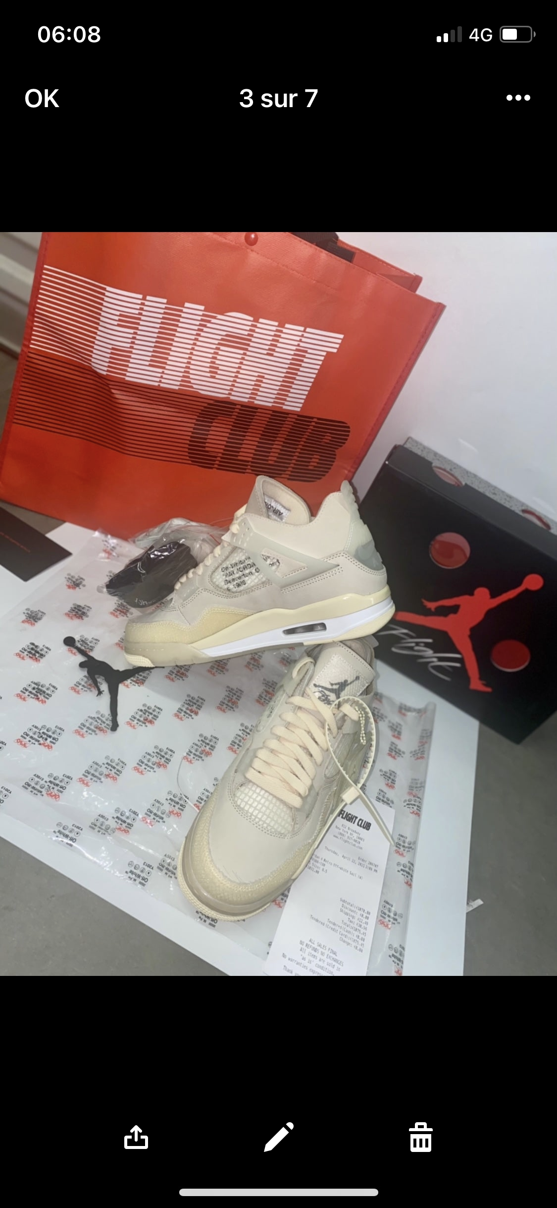 AJ 4 Off white Flight club Authentification 1:1 ✔️ Facture