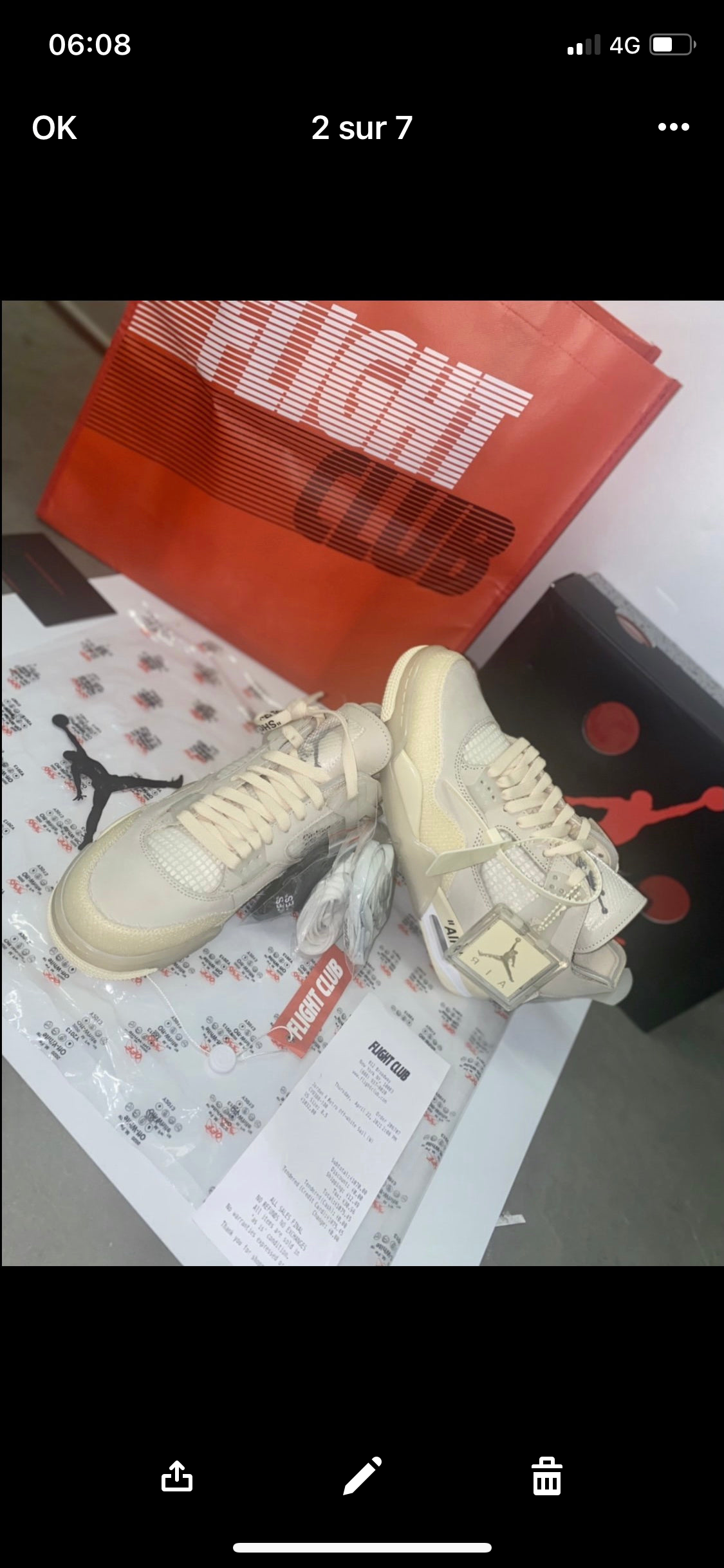 AJ 4 Off white Flight club Authentification 1:1 ✔️ Facture